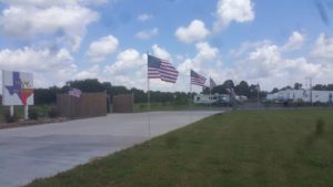 Gated entrance to Texas 6 RV Park in Rosharon, Texas